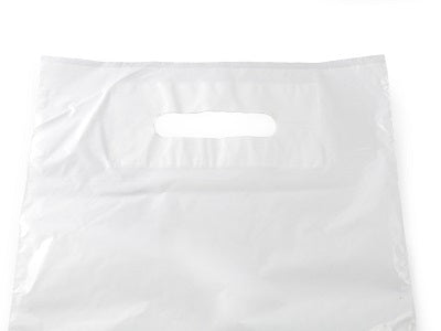 10 x 12 x 4 inch White Patch Handle Carrier Bags