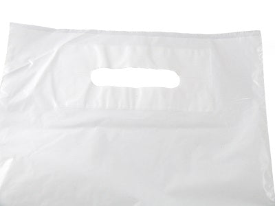 22 x 18 x 3" white patch handle carrier bags