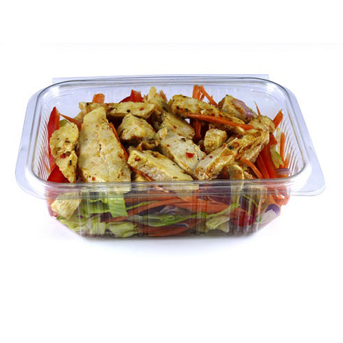 750cc Rectangular Plastic Salad Container (Hinged Lid)