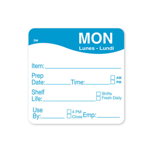 51x 51mm Monday - Shelf Life Labels