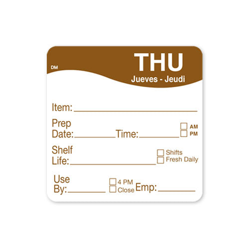 51x 51mm Thursday - Shelf Life Labels
