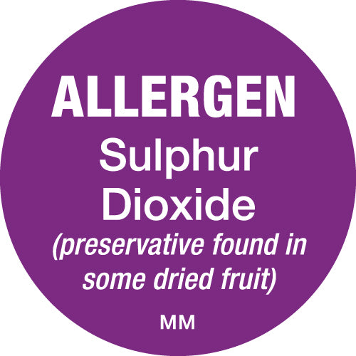 25mm Circle Purple Allergen Sulphur Dioxide Label