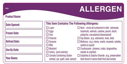 Allergen Storage Shelf Life Label