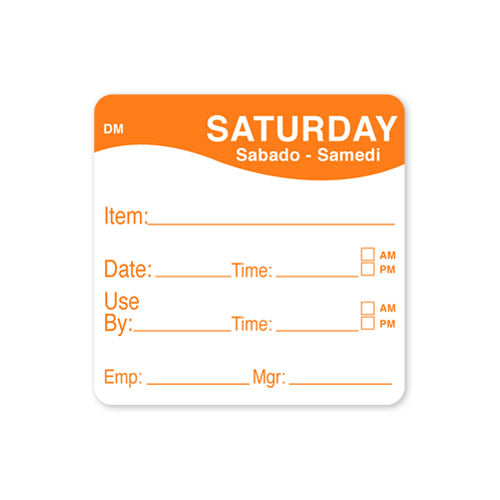 51x 51mm Saturday - Shelf Life Labels
