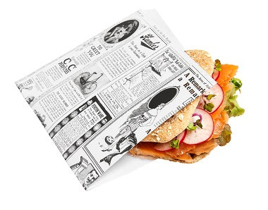 16x16.5cm Newsprint Greaseproof 2 sides open Bags