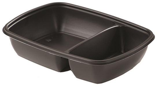 600/300ml 2 Compartment Black Microwave Containers - GM Packaging (UK) Ltd