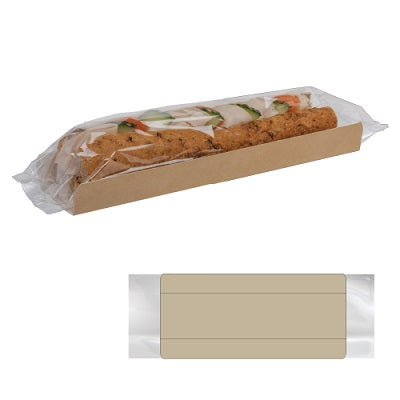 Kraft baguette Trays with Clear Film