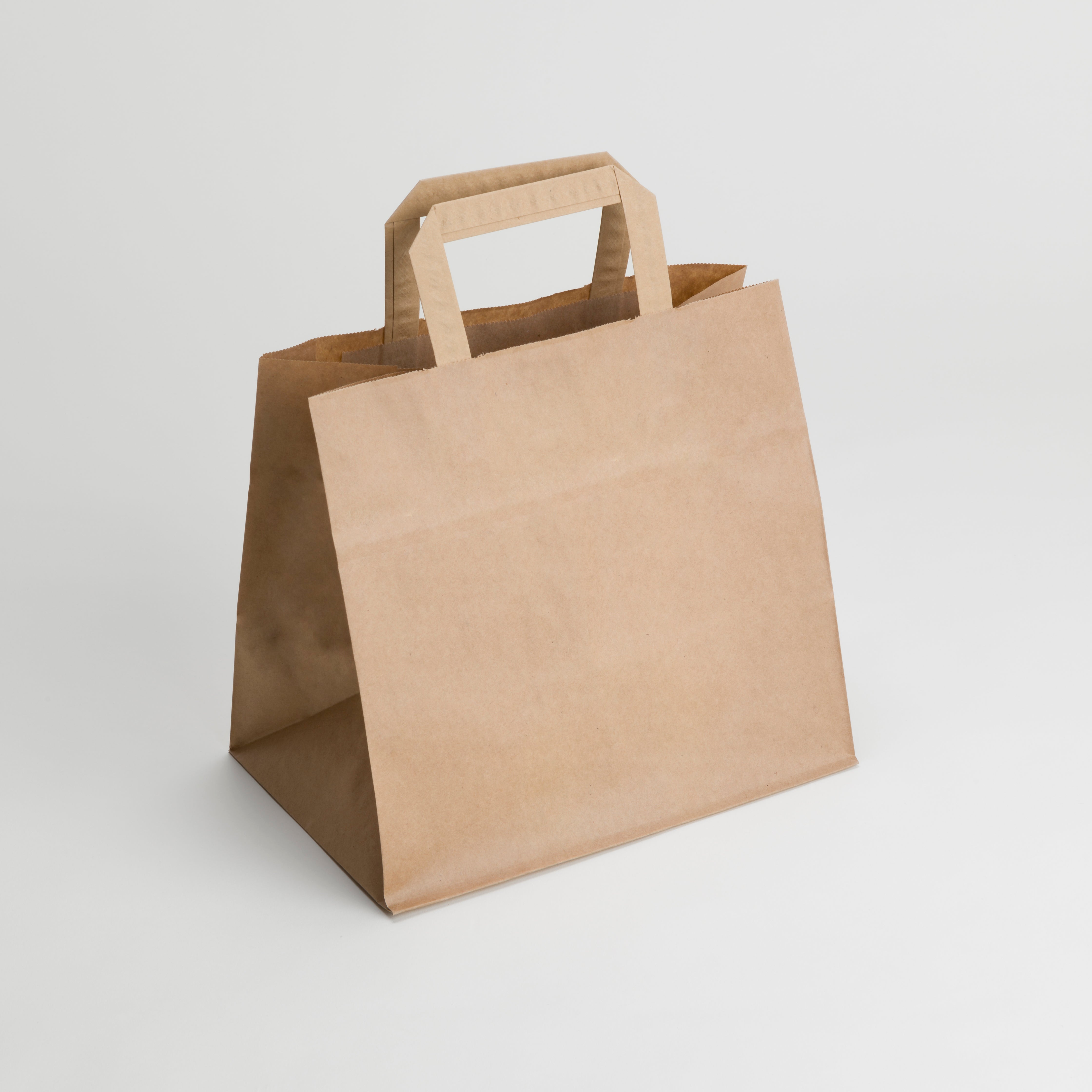 Kraft Patisserie Carrier Bags with Flat Handles x250 GM Packaging