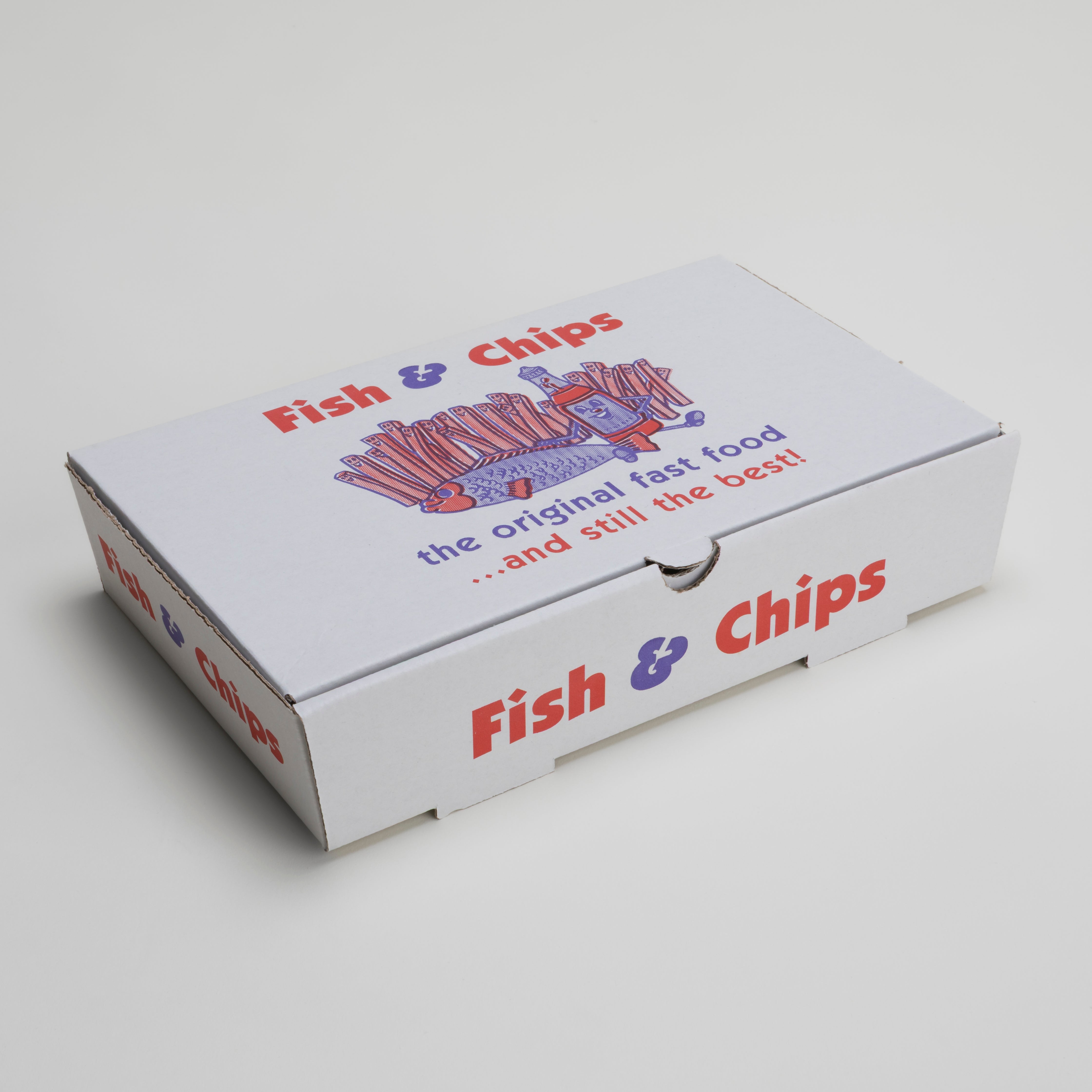 'Traditional' Print Fish and Chip Boxes x100 | GM Packaging