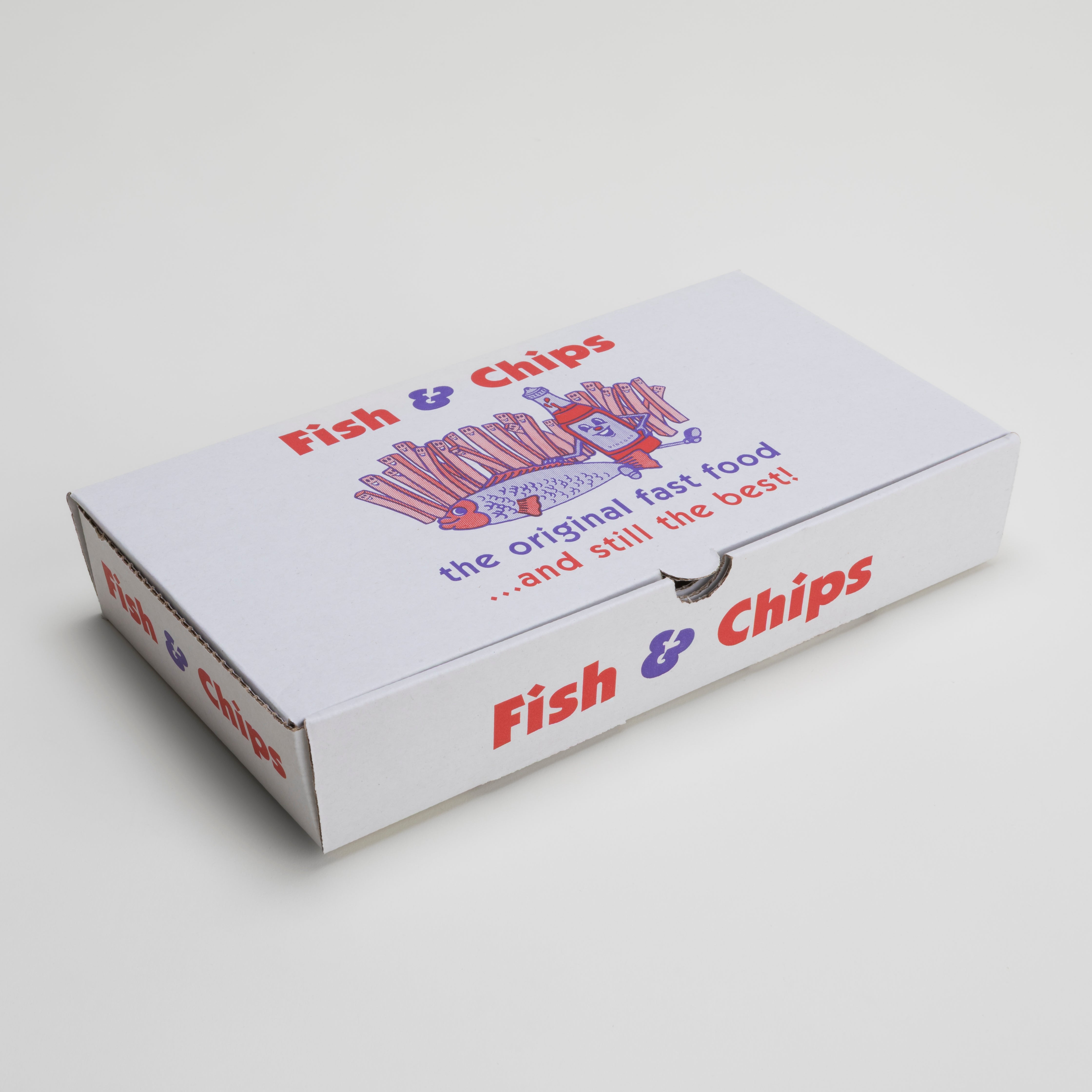 'Traditional' Print Fish and Chip Boxes x100 | GM Packaging | Large