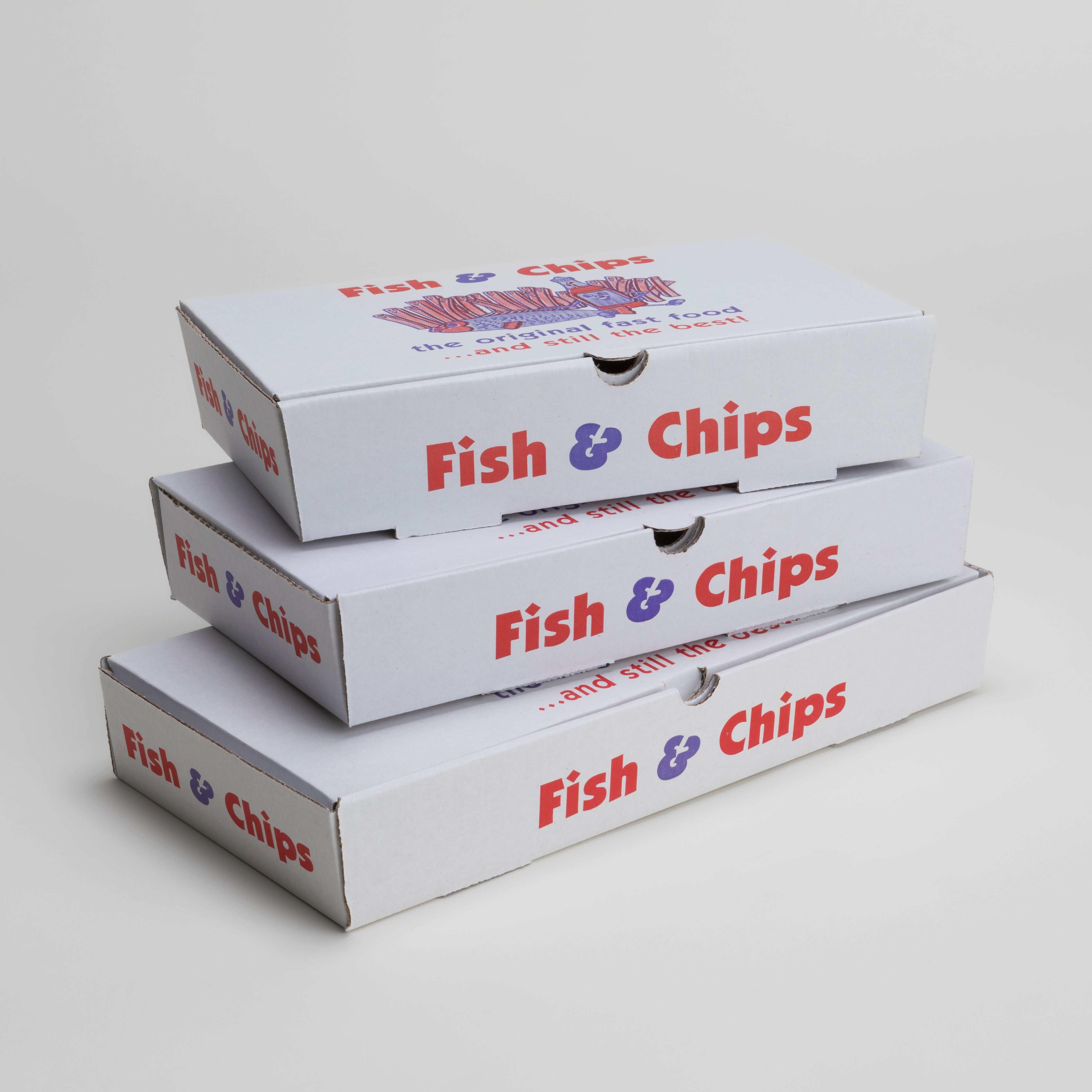 'Traditional' Print Fish and Chip Boxes x100 | GM Packaging