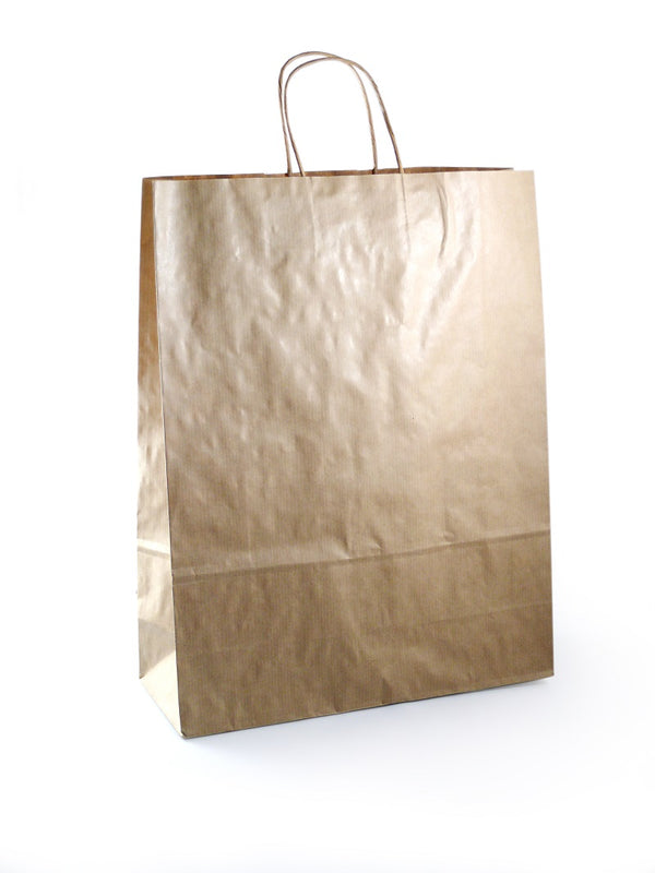 24+11x31cm Toptwist Fashion Carriers Kraft Bags - GM Packaging UK Ltd