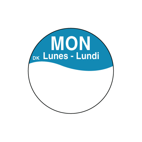 25mm Trilingual Circle Monday Label - GM Packaging (UK) Ltd