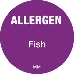 25mm Circle Purple Allergen Fish Label - GM Packaging (UK) Ltd