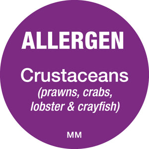 25mm Circle Purple Allergen Crustaceans Label - GM Packaging (UK) Ltd