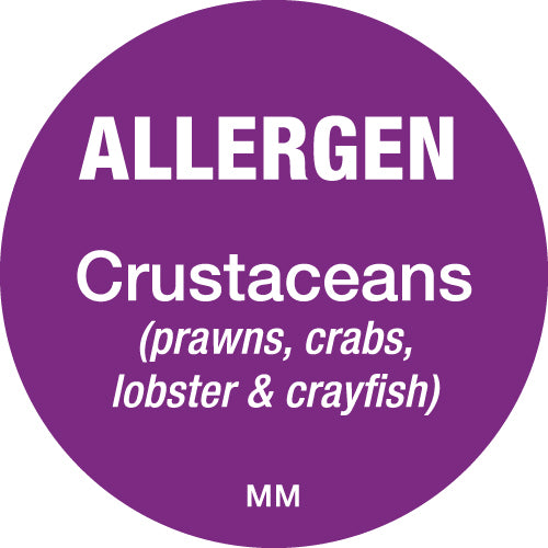 25mm Circle Purple Allergen Crustaceans Label - GM Packaging (UK) Ltd