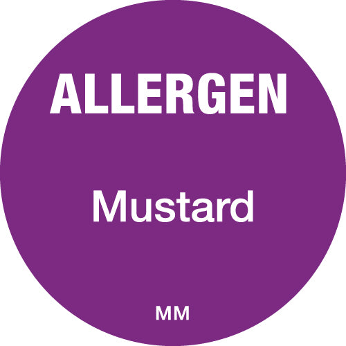 25mm Circle Purple Allergen Mustard Label