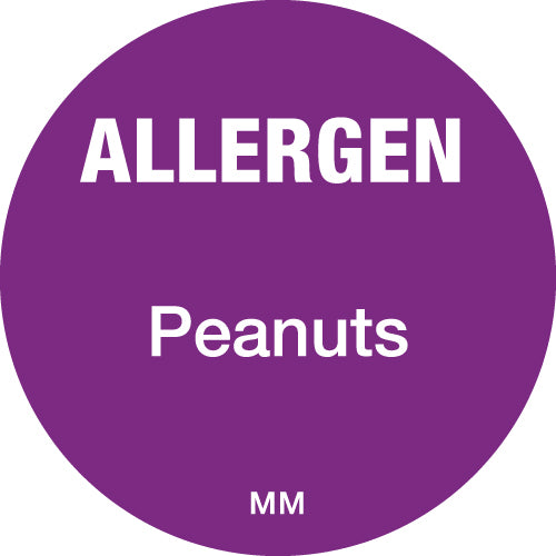 25mm Circle Purple Allergen Peanuts Label - GM Packaging (UK) Ltd