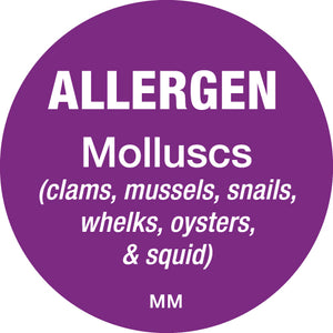 25mm Circle Purple Allergen Molluscs Label - GM Packaging (UK) Ltd