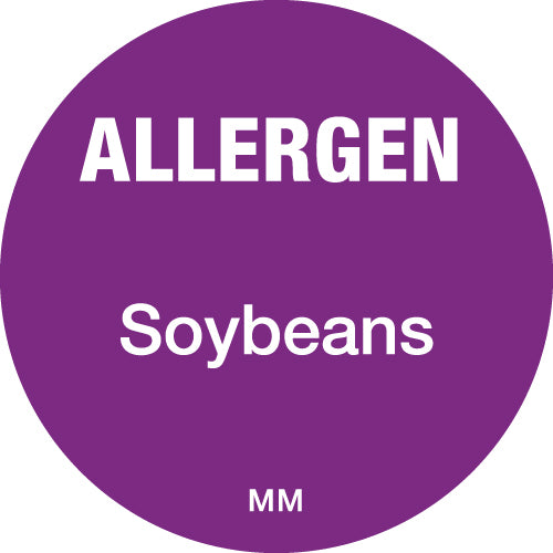 25mm Circle Purple Allergen Soybeans Label - GM Packaging (UK) Ltd