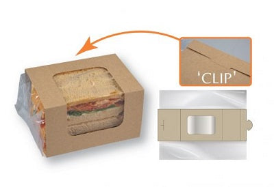 Square Kraft Clip Sandwich Packs