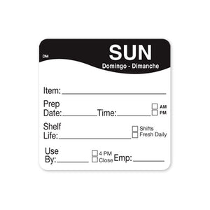 51x 51mm Sunday - Shelf Life Labels - GM Packaging (UK) Ltd