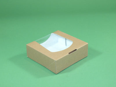 4.7" Square Kraft Cake Full Window Box - GM Packaging (UK) Ltd