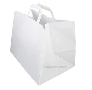 Medium White Patisserie Carrier Bags with Flat Handles - GM Packaging (UK) Ltd 