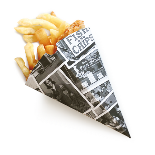 Multi Food Cone 'Retro Newsprint'/1000s