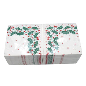 33cm 2 Ply Holly Festive Napkin