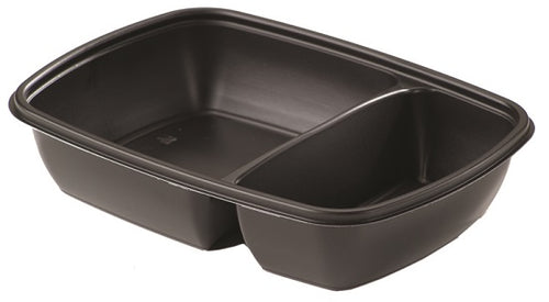 600/300ml 2 Compartment Black Microwave Containers