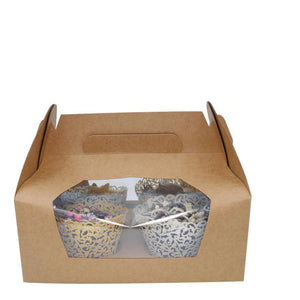 4 Cupcake Kraft Box with Handle