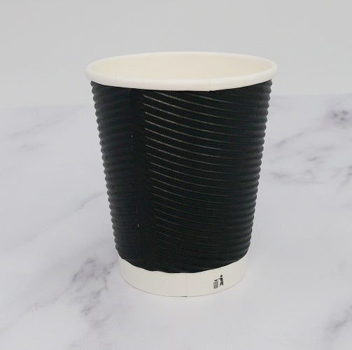 8oz Black Ripple Coffee Cups - GM Packaging (UK) Ltd