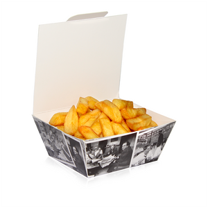 Small Fish and Chip Box 'Retro Newsprint'/250s - GM Packaging (UK) Ltd