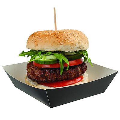 Black Cardboard Burger Tray - GM Packaging (UK) Ltd 