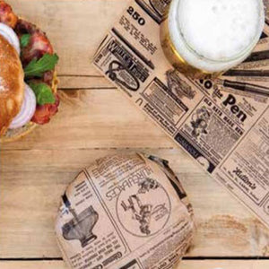 28x34cm Greaseproof Burger Wraps Paper Kraft Times - GM Packaging (UK) Ltd