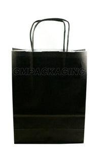 Small Black Paper Carrier bags with twisted handles - GM Packaging (UK) Ltd 