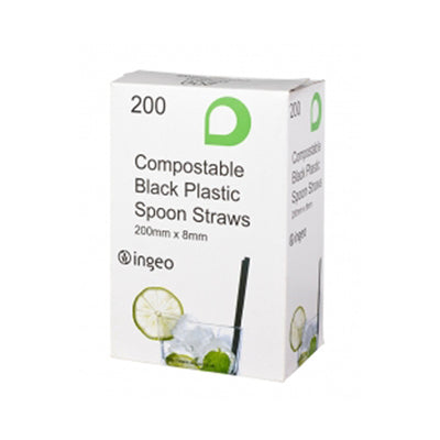 Black Compostable Spoon Straws